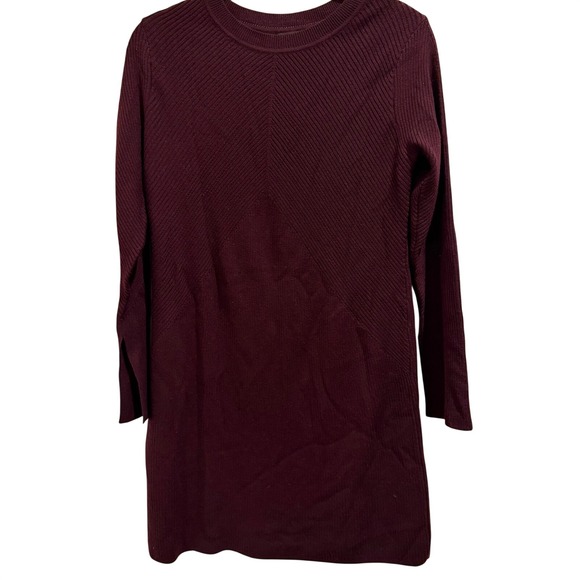 Club Monaco Dresses & Skirts - Club Monaco Wine Camel Ribbed Merino Wool Sweater Dress Women's Size Medium